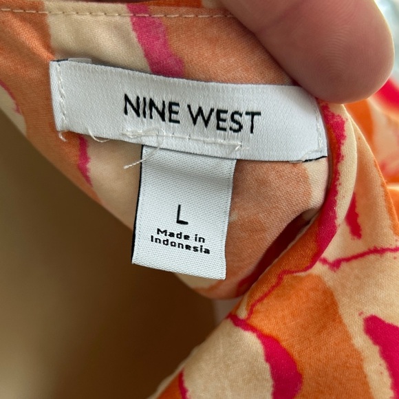 Nine West Orange and Pink One-Shoulder Blouse size L women’s top blouse - Picture 8 of 8